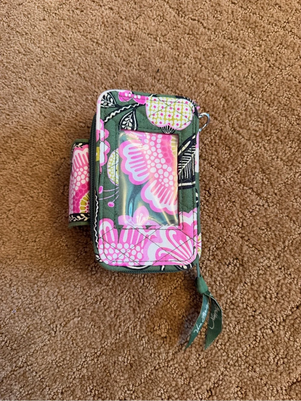 Vera Bradley Olivia Pink Cary It All Wristlet Colorful Green Pink Floral Print - Picture 6 of 6